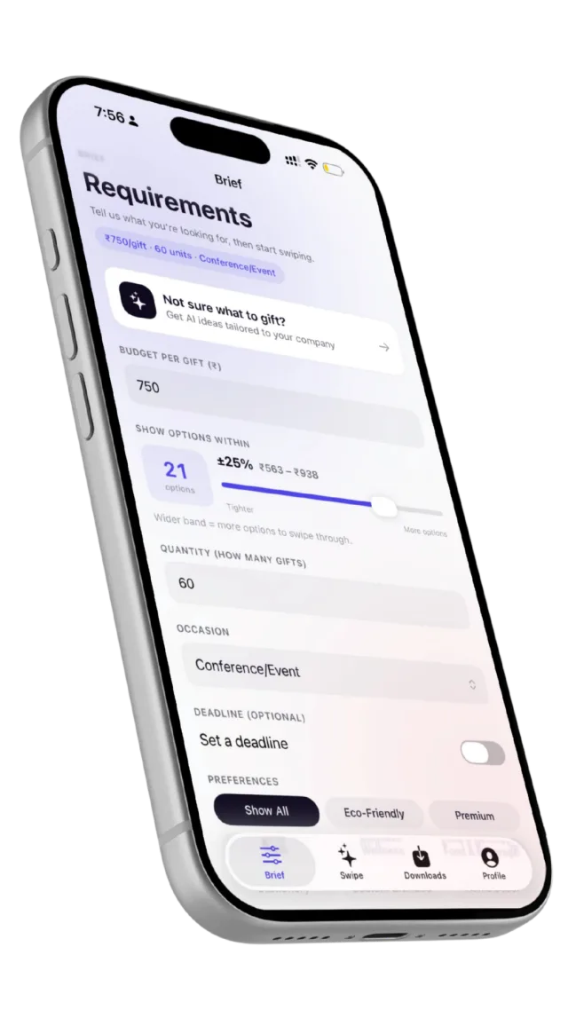 Swipe app — your gifting brief