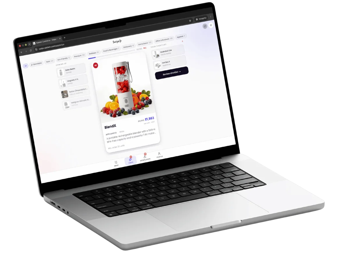 Swipe running in a desktop web browser